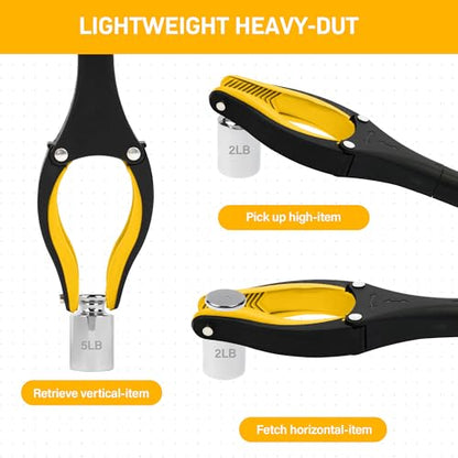2 Pack 32 inch GrabRunner Reacher Grabber Tool with Rotating Head and Magnet (New Yellow) - color: Yellow(pack of 2)