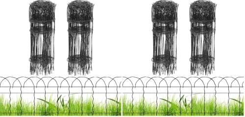 PROWORX 2 Rolls Black Garden Fence Border, 14 in x 40 ft Metal Folding Fence Wire Roll Garden Border Edging, Garden Fence Roll Flower Bed Fencing for Outdoor Yard (Pack of 2) - color: Black, size: Curve Wire-Total 14 in x 40 ft (Pack of 2)