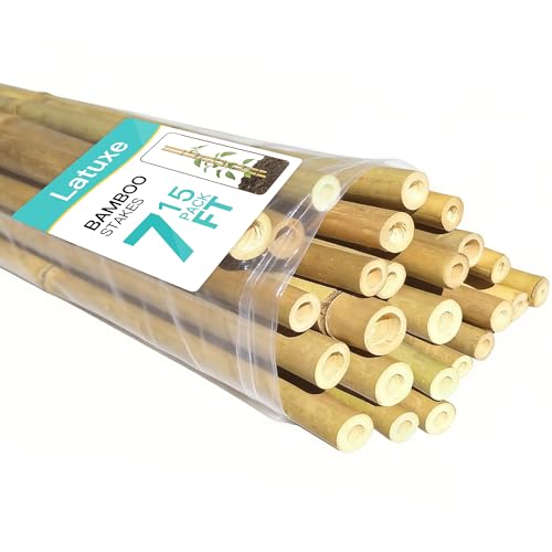 Bamboo Stakes 7FT, 15pcs Garden Stakes Specifically Designed for Climbing Plants, Ideal for Tomatoes, Beans, Cucumbers, Peppers, Vines, and More Plant Growth - size: 7FT, 15pcs
