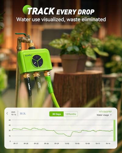RAINPOINT 3 Zone WiFi Water Timer with Smart Gateway, Brass Inlet/Outlet WiFi Sprinkler Timer, Voice Control, Smart Watering System by Time/Weather/Quantity/Soil Moisture, (Green, 3 Zone) - color: Green
