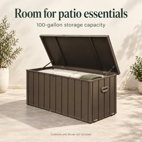 Waterproof Outdoor Storage Box, 100 Gallon Lockable Baúl - color: Dark Brown-B