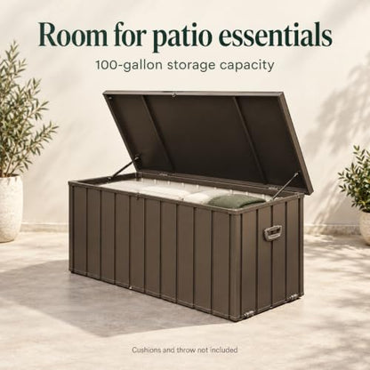 Waterproof Outdoor Storage Box, 100 Gallon Lockable Baúl - color: Dark Brown-B