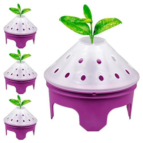 Outdoor Germination and Grow Kit with Greenhouse Domes - Direct Water and nutrients to Roots, Protect Seeds and Seedlings, 4 Sets, Purple, Made in The USA - color: Purple
