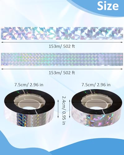 Bird Scare Ribbon, Holographic Reflective Shiny Tape for Birds, Regular - style: Regular
