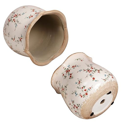 Ceramic Pots for Plants, French Country Flower Pot & Vase with Drainage - color: Small Red Blooms