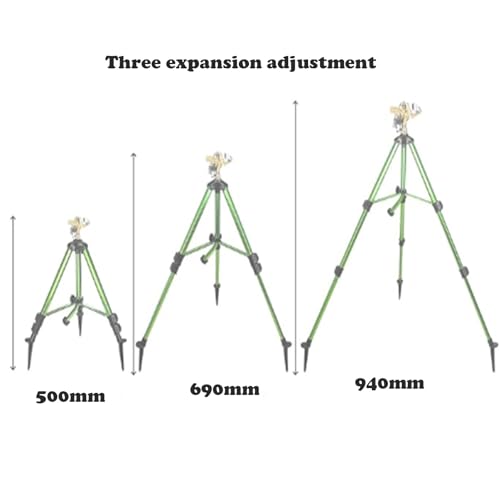 Heavy-Duty Brass Impact Sprinkler on Tripod Base, 360 Degree, 50 Feet Large Area Coverage, Adjustable Water Sprinkler, 3/4 Inch Connector Extension Legs Flip Locks