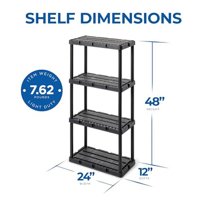 Gracious Living Knect-A-Shelf 4 Shelf Light Duty Storage Rack, Black - color: 4 Shelf - Black, size: 1 Pack