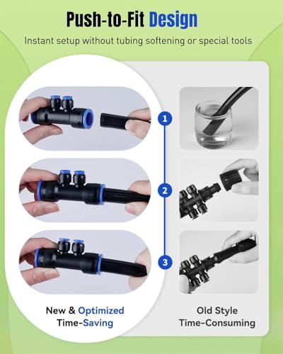 Pawfly 12 Pcs Quick Connect 1/2" to 1/4" Drip Irrigation Fittings for 1/2" Tubing (0.62-0.63" OD), Push-to-Fit 4-Way Reducing Tees Reducer Tee Connectors, Anti-Leak Drip Irrigation Tee Fittings - size: 12 Pcs 4-Way Reducing Tees Reducer Tee Connectors