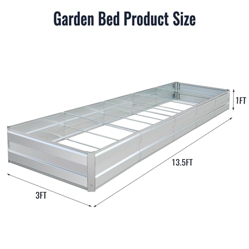 Galvanized Raised Garden Bed Kit, 13.5x3x1FT Metal Raised Garden Beds for Vegetables - size: 13.5*3*1FT