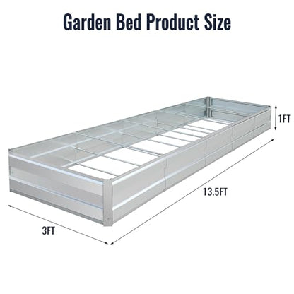 Galvanized Raised Garden Bed Kit, 13.5x3x1FT Metal Raised Garden Beds for Vegetables - size: 13.5*3*1FT