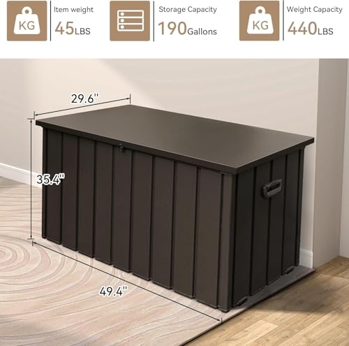 Space-Saving Patio Storage Cabinet - color: Dark Brown - 49.40 X 35.40 X 29.60 Inch