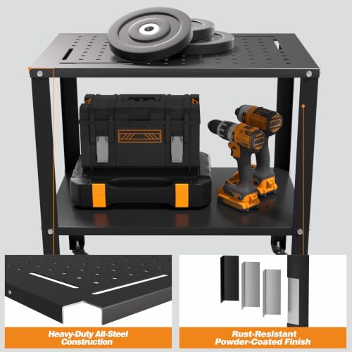 Ultrawall Welding Workbench Table Metal Welding Cart with Wheels, 32" x 20" - size: 32" with Tool Holes
