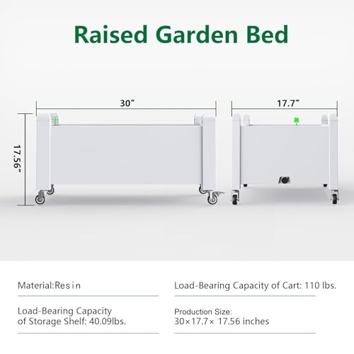 Elevated Raised Garden Bed with Legs,Outdoor Large Resin Patio Planter Box Stand Divisible with Drain Plug,Water Monitor for Plants Vegetables Flowers Fruits(Ashen) - color: Ashen, size: 30.04*17.72*17.56