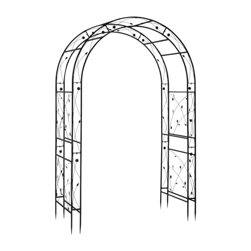VINGLI Garden Arbor, Arch for Wedding Ceremony Party, Christmas Garden Decor Steel Garden Trellis for Plant Climbing, Pergola for Garden, Backyard, Lawn (Black-59x84) - style: Arch Top