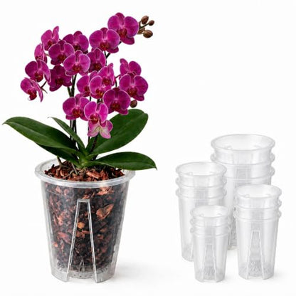 Clear Orchid Pots, 4/4.75/5.5/6.3inch-3pack Each - size: 4/4.75/5.5/6.3inch-3pack each