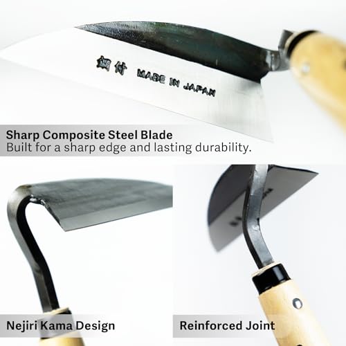 HOUNEN Japanese Weeding Sickle, 4.7-Inch Thick Composite Steel Blade - color: 4.7" Twisted Weeding Sickle