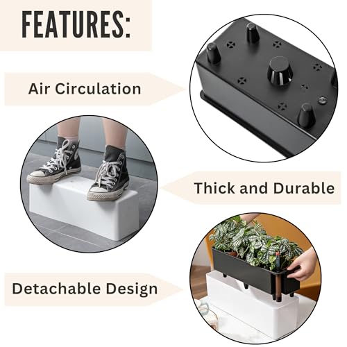 LaLaGreen Flower Boxes for Railings (16in, 2 Pack) White Rectangular - color: White X 2