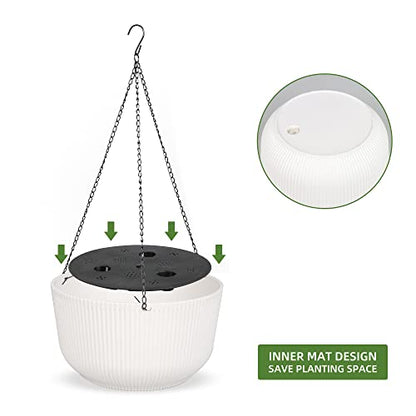 Dexceder 8.75 Inch Self Watering Hanging Planter (2 Pack, White) - color: White, size: 8.75 inch