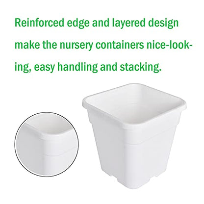 10-Pack 3 Gallon Square Nursery Pots Plastic Garden Planter Pots Flower Seedling Container for Indoor Outdoor Plants Seedlings Flowers Vegetables White - size: 3 Gallon