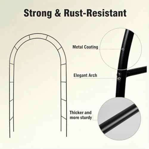 Thick Metal Garden Arch Rust-Proof Heavy Duty for Climbing Vines & Wedding - size: L