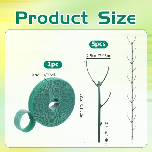 5 Pcs Stackable Plant Support Stakes, Plastic Monstera Plant Support for Indoor Outdoor Plants 11 Inch Plant Holder Sticks for Vine Training Stem Stabilization