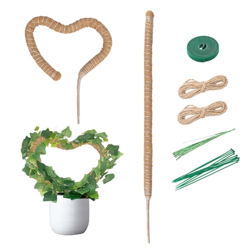 Mcbazel 2 Pack 27.5 Inch Bendable Moss Pole for Plants Monstera - Coco Coir Plant Support Stakes for Climbing Indoor Pothos, Potted Climbers & Philodendron - Flexible Stick Kit with Full Garden Ties - size: 2x70CM/27.5inch