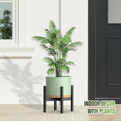 10/9/8 Inch Plant Pots 3 Pack, with Drainage Hole & Saucers - color: Matte Green&brown