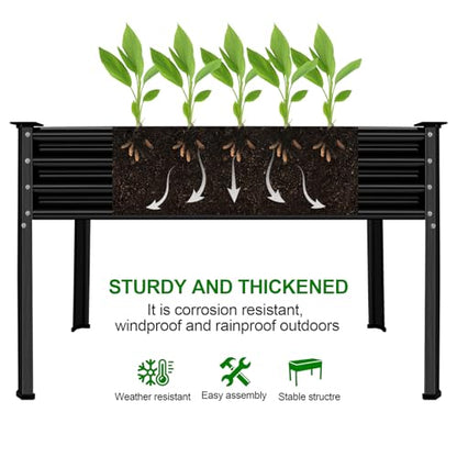 Land Guard 2Pcs Galvanized Raised Garden Bed with Legs, 48×24×32in Large Metal Elevated Raised Planter Box with Drainage Holes for Backyard, Patio, Balcony, 400lb Capacity (Gray) - color: Gray