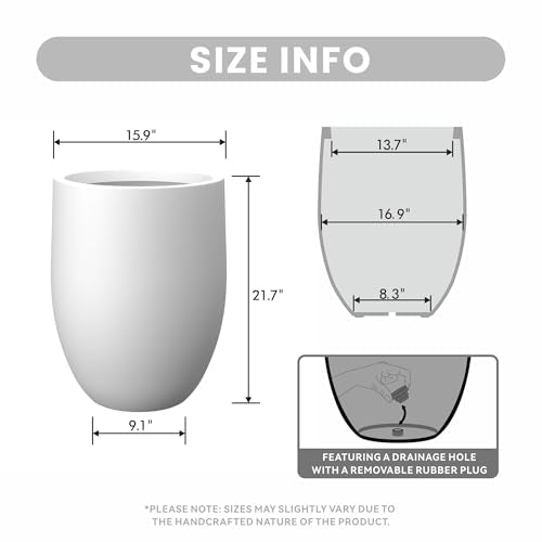 Kante White Concrete Planter 21.7" Tall All-Weather Round Large Pot - color: White