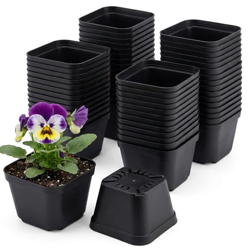 50 Packs Square Nursery Pots for Plants 4 Inch Seedling Pots - size: 4 Inch