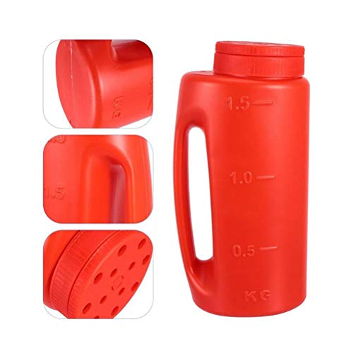Hand Held Spreader, Fertilizer Salt Spreader, Ice Salt Dispenser with Adjustable Hole Size Cover for Lawns Gardens Walkways (red) - color: red