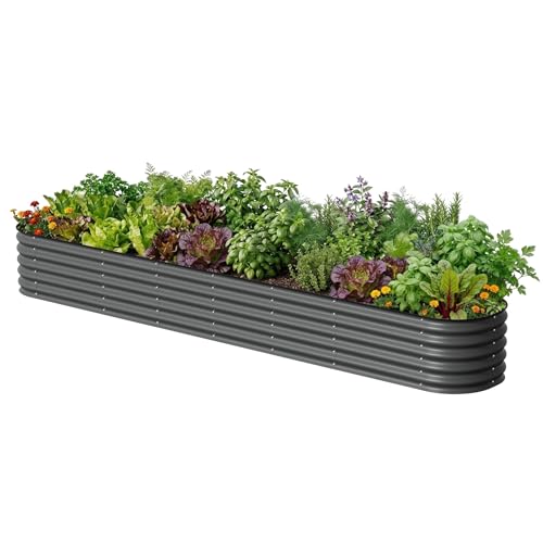 Vego garden 17" Tall 2' x 12' Giant Modular Metal Raised Garden Bed Kit, Large Metal Planter Box for Vegetables, Flowers, Herbs, Modern Gray - color: Modern Gray, size: 2' x 12'
