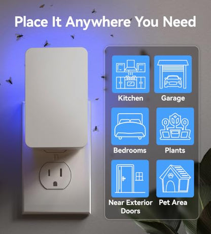 Advanced Double-Sided Indoor Fly Trap for Home, Plug-in 5-Way UV Light - size: 2 Device + 6 Refills
