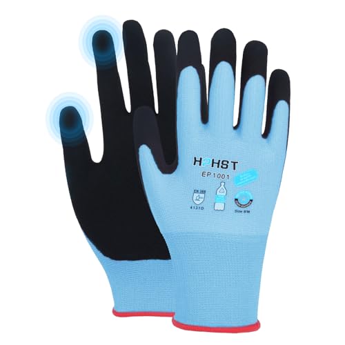 Work Gloves for Women, Eco Friendly Safety Work Gloves with Breathable Rubber Coated, Smart Touch,3 Pairs - color: Blue, size: Large
