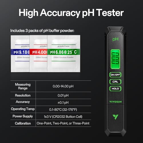 VIVOSUN Digital pH Meter, 3-in-1 TDS/EC/Temperature Meter, 3-in-1 Soil Moisture/pH/Light Tester Combo for Home, Garden and Hydroponics - color: Black-White-Green