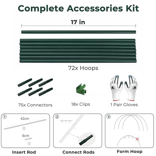 Gardzen Garden Hoops for Raised Beds - size: 17 ft x 6pcs