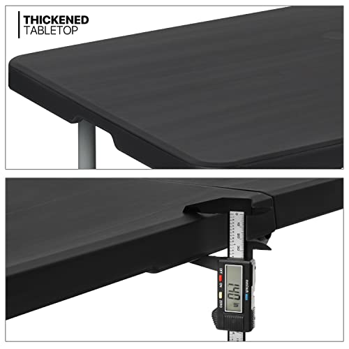 MoNiBloom 4Ft Folding Card Table, Picnic Cookout Table w/Handle, Black - color: Black
