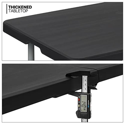 MoNiBloom 4Ft Folding Card Table, Picnic Cookout Table w/Handle, Black - color: Black