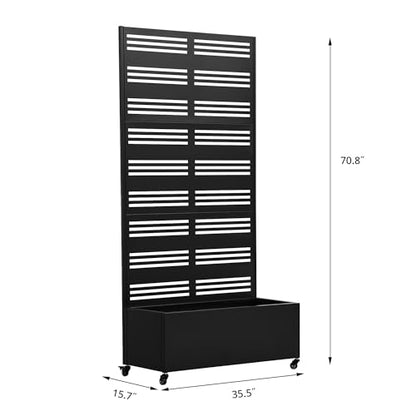 Metal Raised Garden Bed with Trellis and Wheels, 71"x35"x16" (Black-Harold) - color: Black-harold, size: 71"x35"x16"
