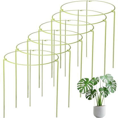 6-Pack Plant Support Stakes for Indoor Plants, Adjustable Monstera Cages & Snake Plant Support Rings, Potted Plant Supports Garden Stakes (6" W x 11" H) - size: 6"W x 11"H