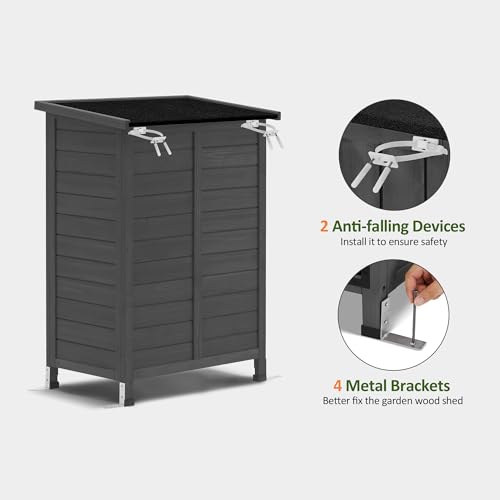 MCombo Small Outdoor Storage Cabinet, Wood Shed with Shelf 0985 (Gray) - color: Gray
