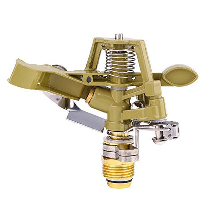 Impact Sprinkler Head, 1/2 Inch Impulse Sprinkler Heavy Duty Water Sprinkler Head Lawn Watering Sprinkler Sprayer Zinc Alloy Adjustable 360° Large Area Coverage Pattern for Patio Garden 10~18 Distance