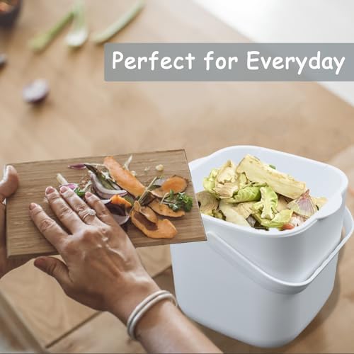 4-Liter Kitchen Compost Bin, White - color: White