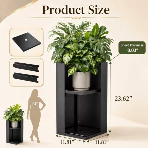 NicBex Tall Metal Square Planters Box Set of 4-24" H x 12" W Slim Black - color: Galvanized Steel - 4 Pack