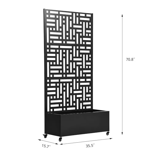 Metal Raised Garden Bed with Trellis and Wheels, 71"x35"x16" (Black-Street) - color: Black-street, size: 71"x35"x16"