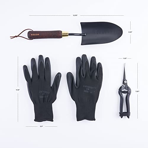 Indoor Plants Tool Set, Stainless Steel Starter Kit - Garden Shears, Garden Gloves, Garden Trowel – 3pc Set
