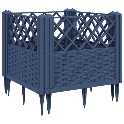 Garden Planter with Pegs Blue Gray 17.1x17.1x17.1 Inch PP - color: Blue Grey