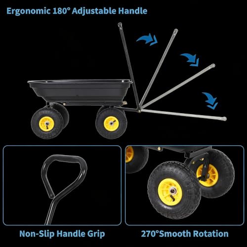 Heavy-Duty Utility Garden Dump Cart, 400Lbs Capacity - size: 400LBS