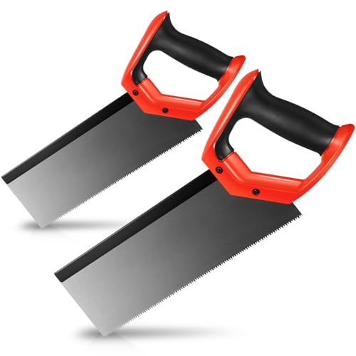 Auto Dynasty 12" Wood Handsaw Hand Cuts Hardpoint Hand Saw Fine-Cut with Non-Slip Comfort Grip for Sawing, Trimming, Gardening, Cutting Wood, Drywall and Plastic Pipes, 2Pcs, Red - style: 2pcs 12” Hand Saw