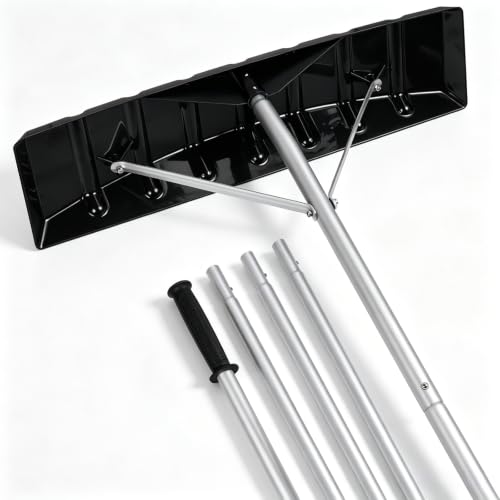 Outvita 20FT 25" Wide Extendable Aluminum Snow Roof Rake, PC Black - color: PC Black, size: 20FT